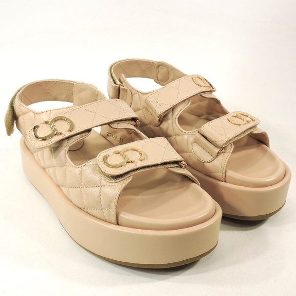 CASADEI 🇮🇹 WOMENS BEIGE SOFT LEATHER SUMMER PLATFORM SANDALS - Picture 7 of 7